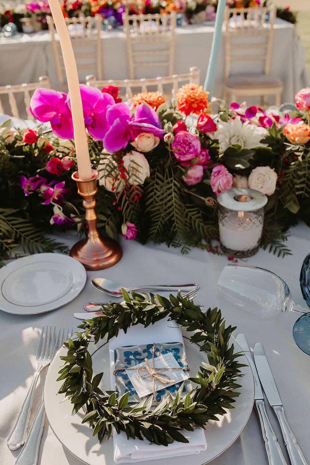 Dreamy Greece Microwedding Location Vibrant Flowers