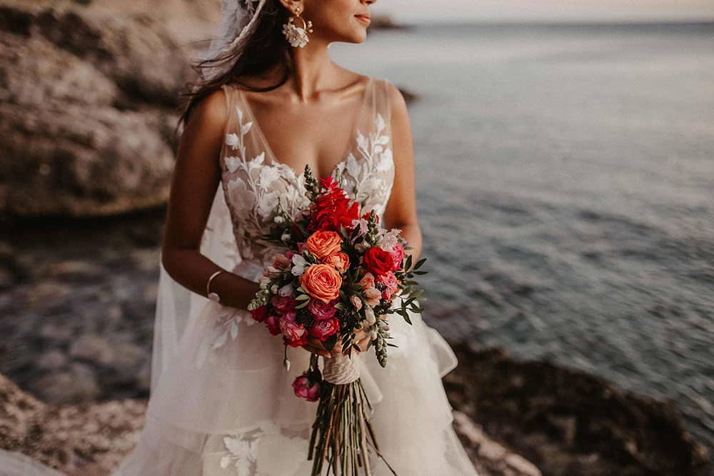Dreamy Greece Microwedding Location Vibrant Flowers