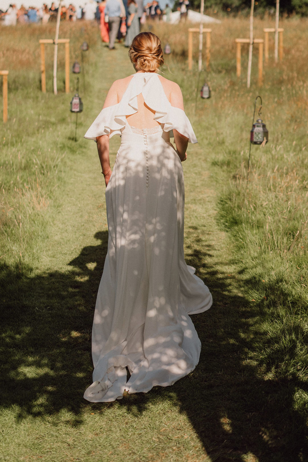 Jesus Peiro bride, summer marquee wedding at home