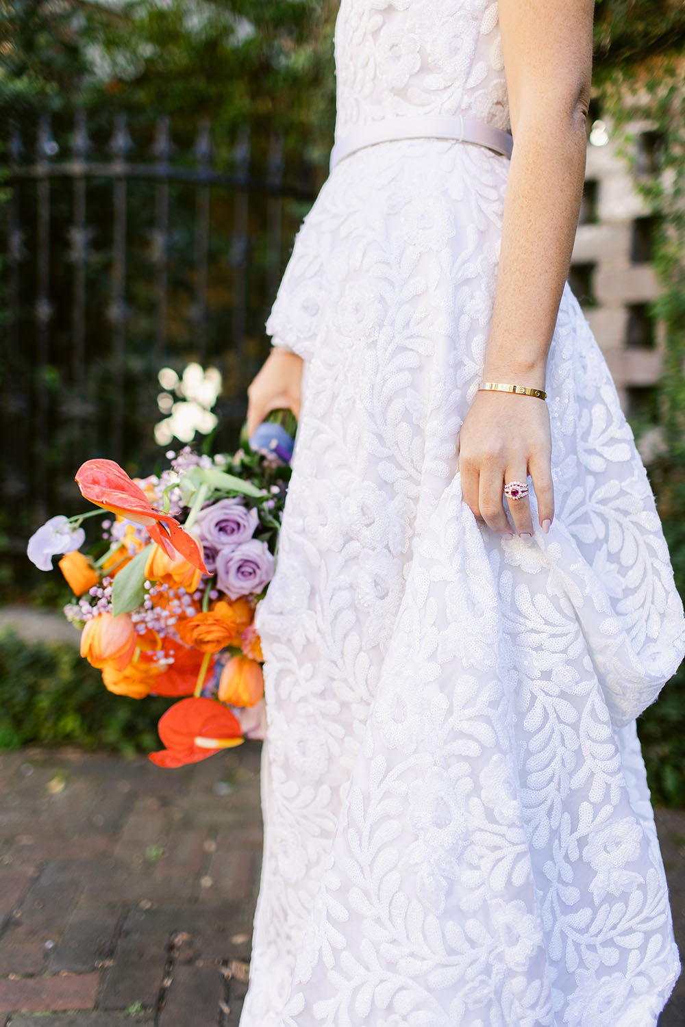 Orange Purple Wedding Ostrich Feather Dress