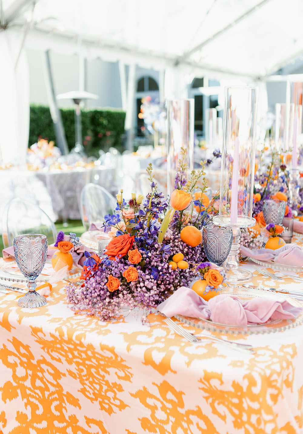 Orange Purple Wedding Ostrich Feather Dress