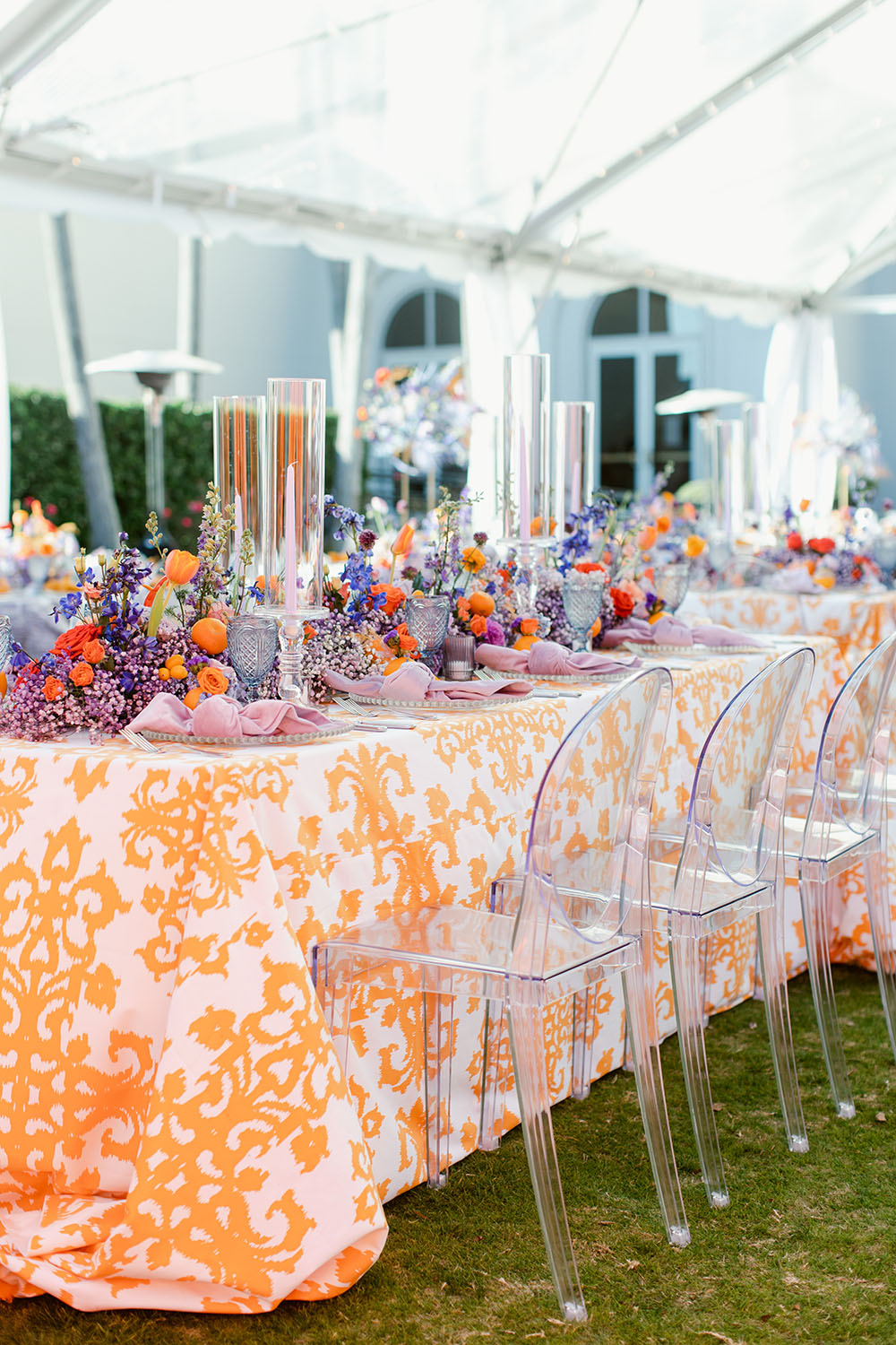 Orange Purple Wedding Ostrich Feather Dress