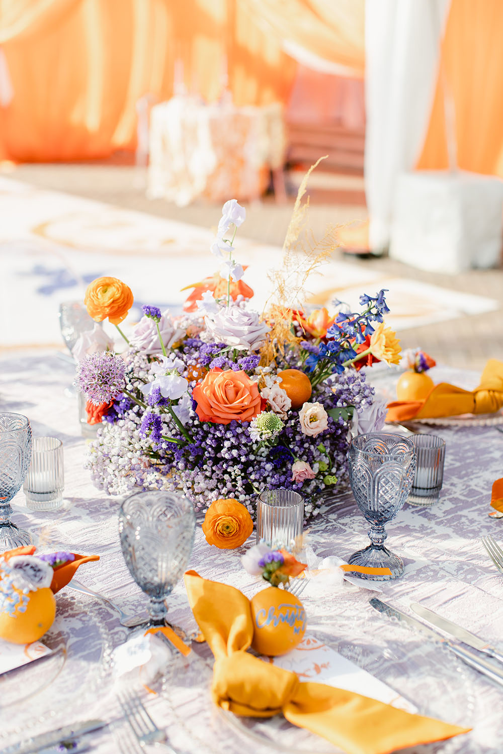 Orange Purple Wedding Ostrich Feather Dress
