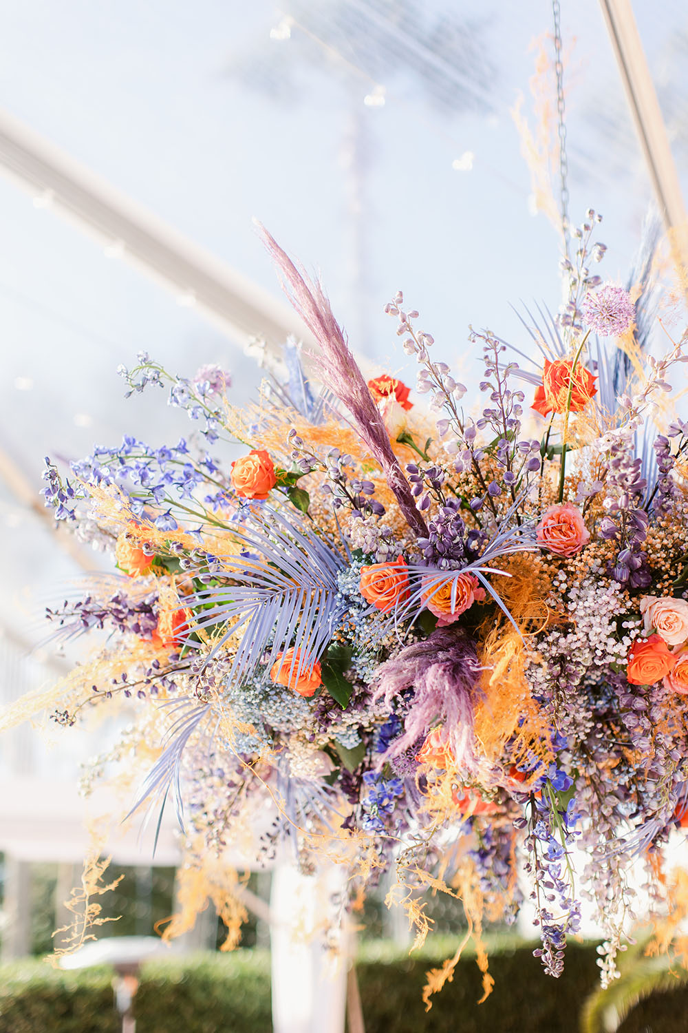 Orange Purple Wedding Ostrich Feather Dress