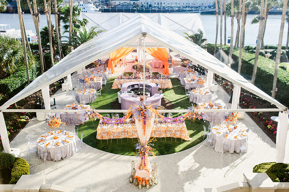Orange Purple Wedding Ostrich Feather Dress