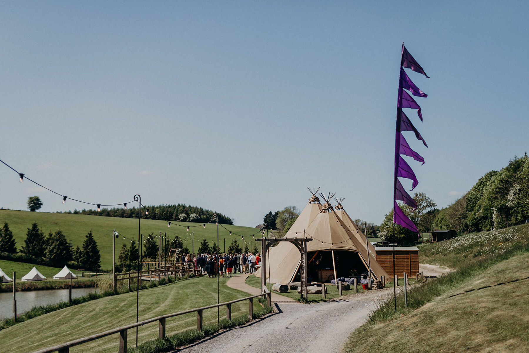 Wedding tipi and tents at Hadsham farm.