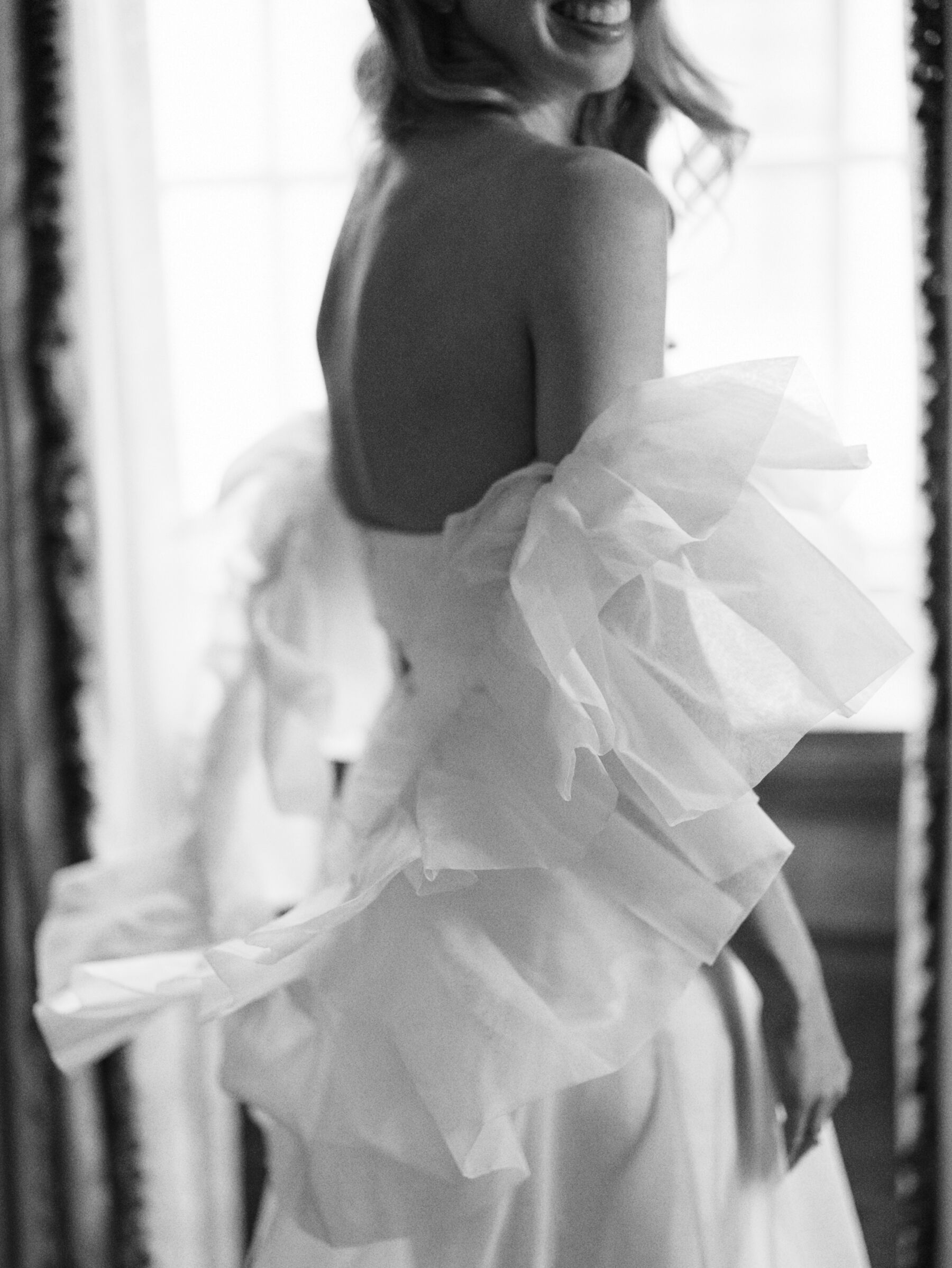 Halfpenny London dress with detachable tulle sleeves. Kernwell Photography.