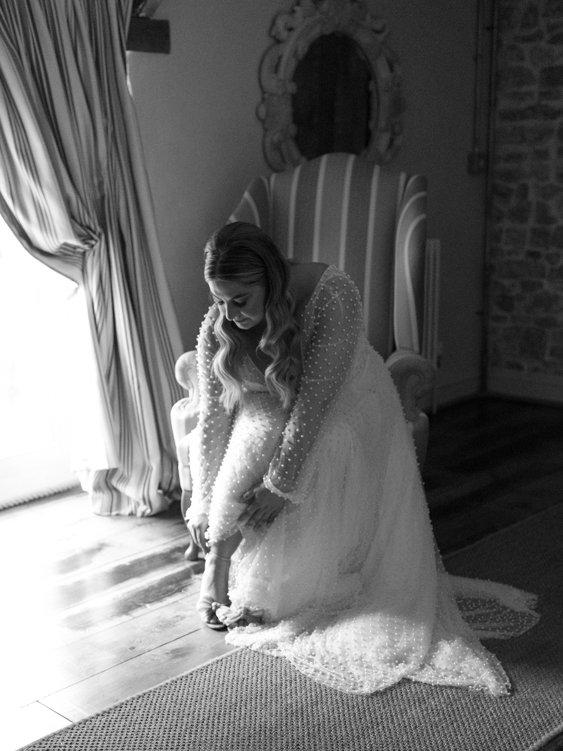 A Bridal Gown Covered in Pearls for a Nature Inspired & Whimsical Wedding at Gileston Manor in Wales 13 Willowby Watters Pearl Wedding Dress 20