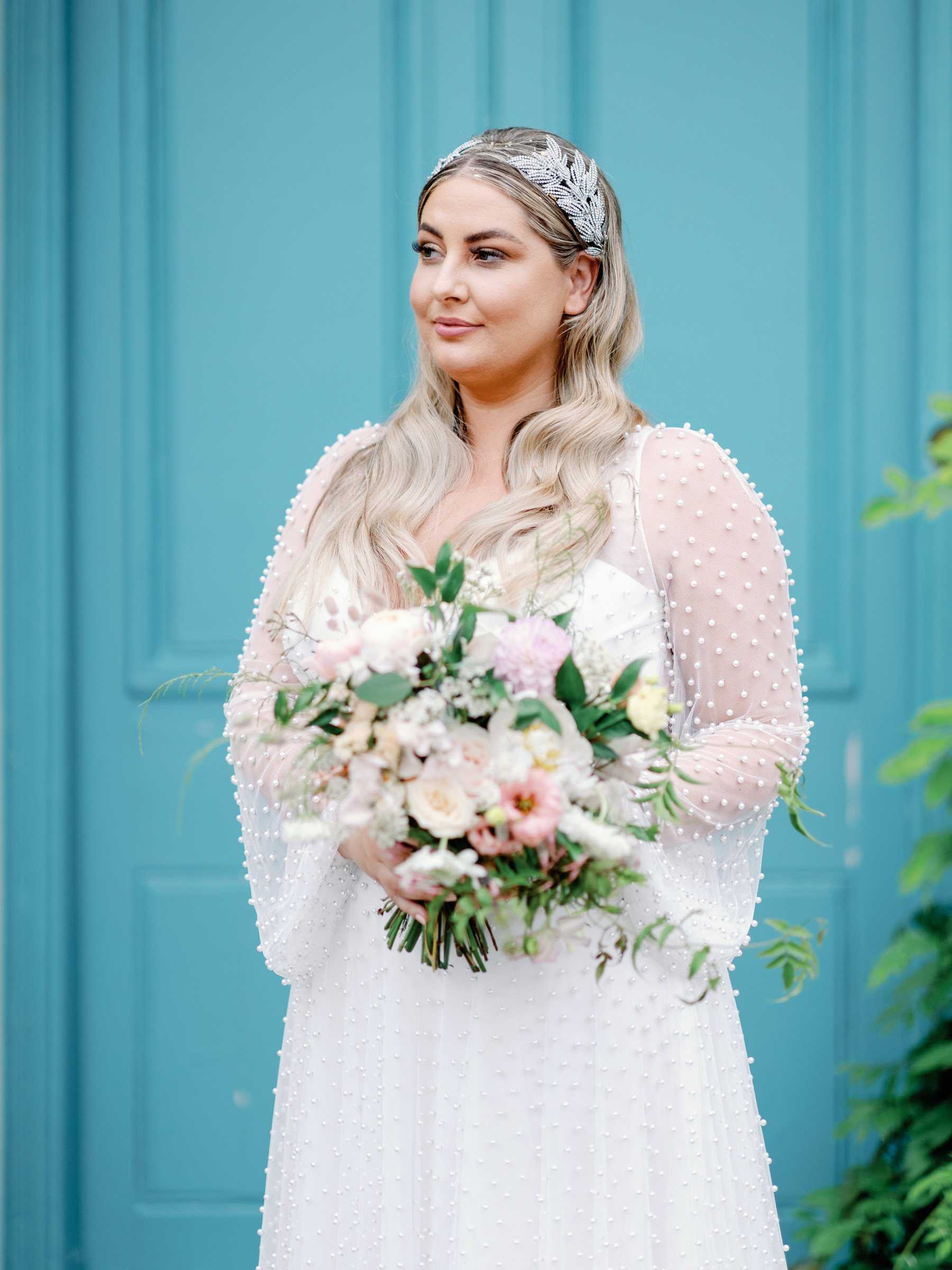A Bridal Gown Covered in Pearls for a Nature Inspired & Whimsical Wedding at Gileston Manor in Wales 15 Willowby Watters Pearl Wedding Dress 74