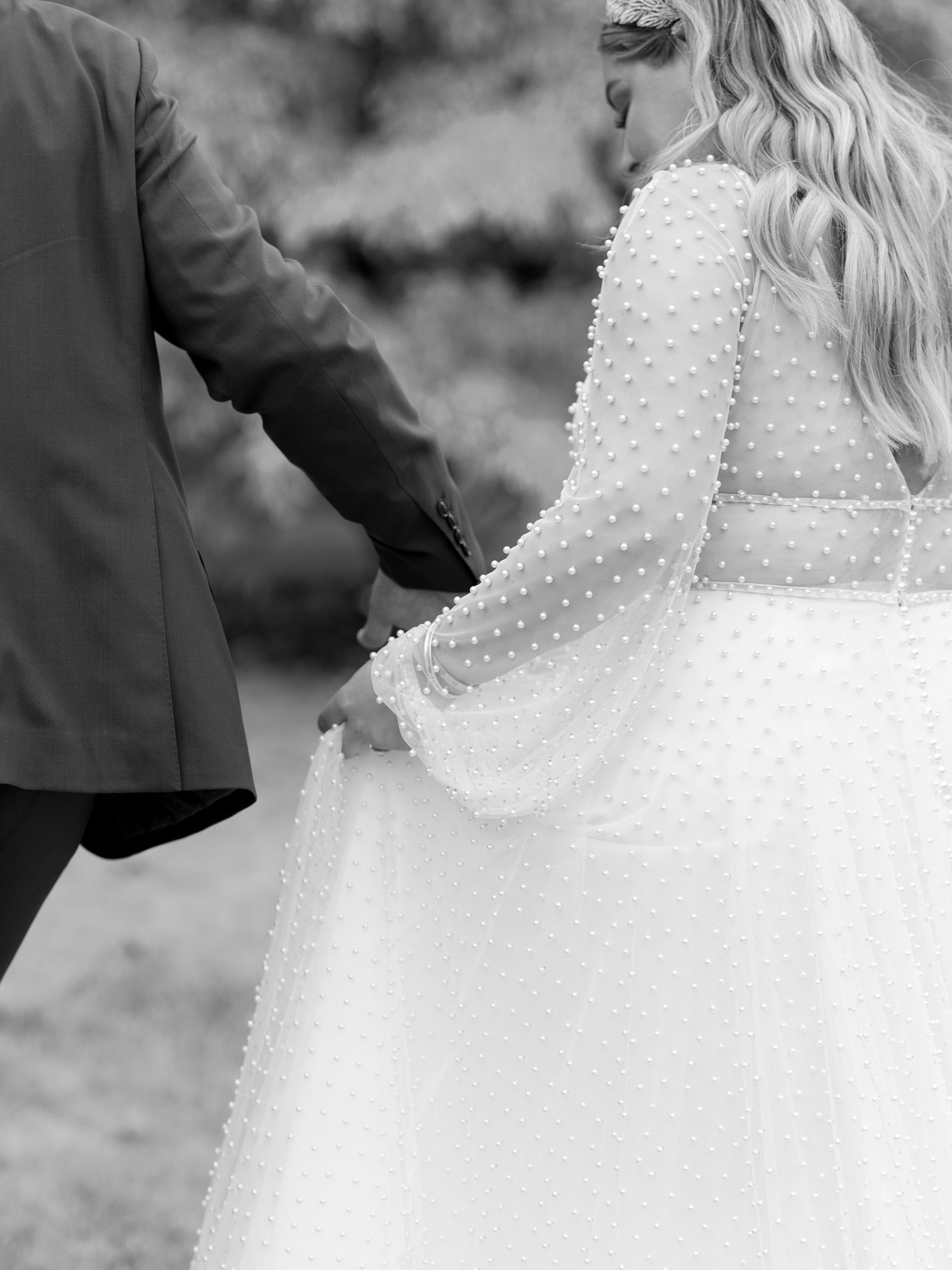 A Bridal Gown Covered in Pearls for a Nature Inspired & Whimsical Wedding at Gileston Manor in Wales 34 Willowby Watters Pearl Wedding Dress 80 1