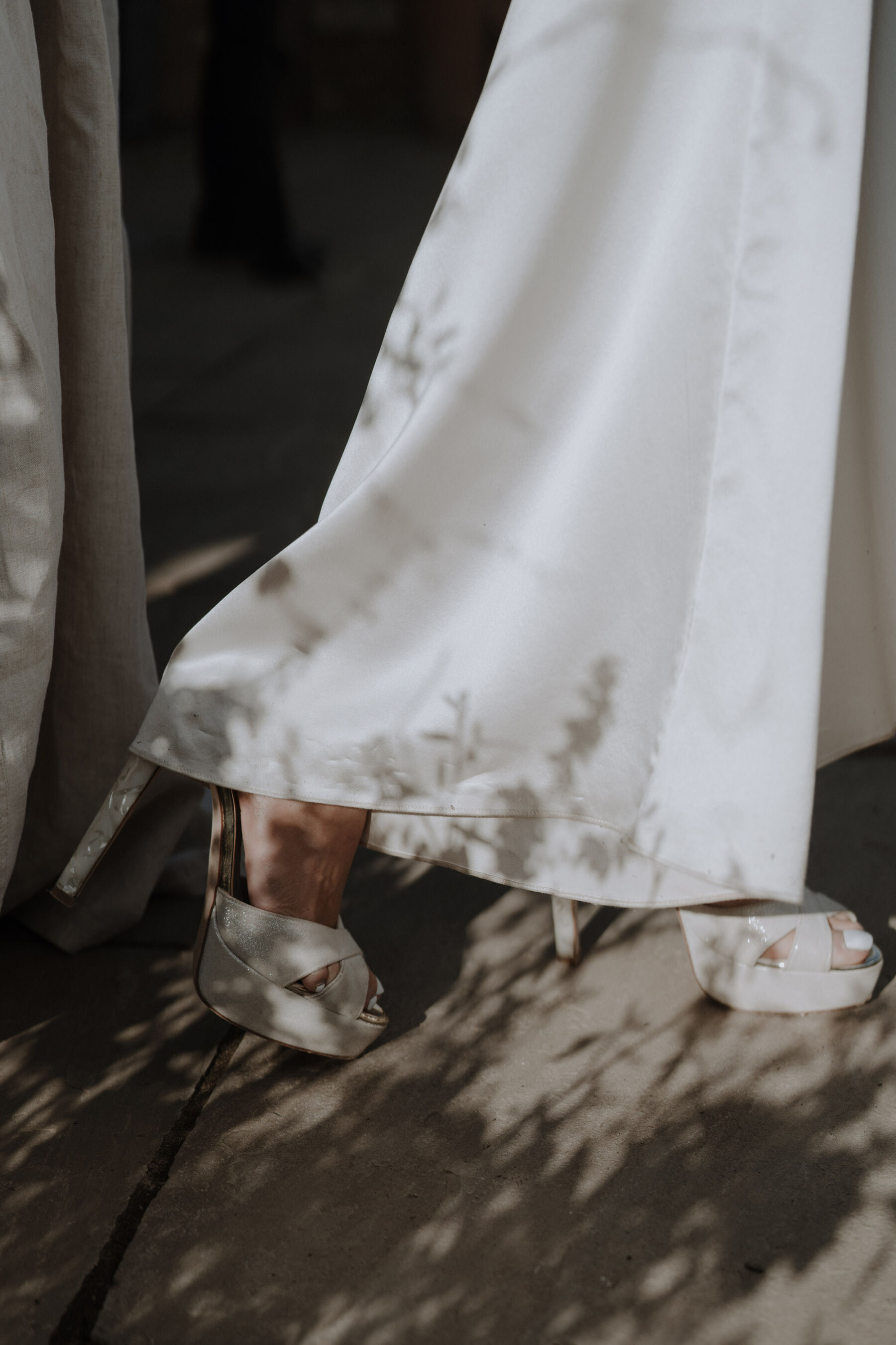 Freya Rose mother of pearl heel wedding shoes Georgina Harrison Photography