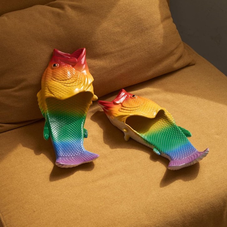 funny unisex fish sandals white elephant gift ideas in rainbow