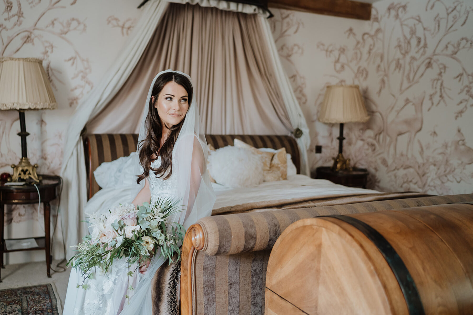 Bedroom at Dewsall Court, country house wedding venue in Herefordshire
