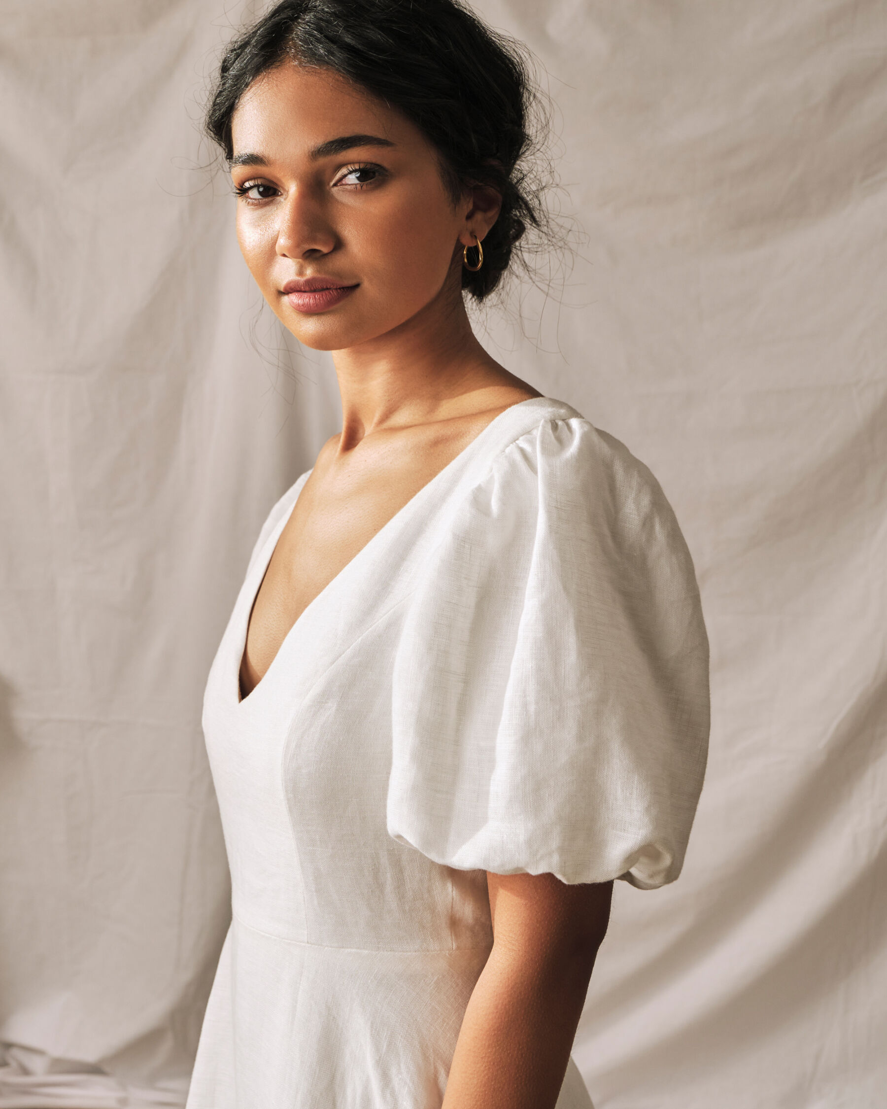Gentle puff sleeve wedding dress by Sophie Rose Bridal