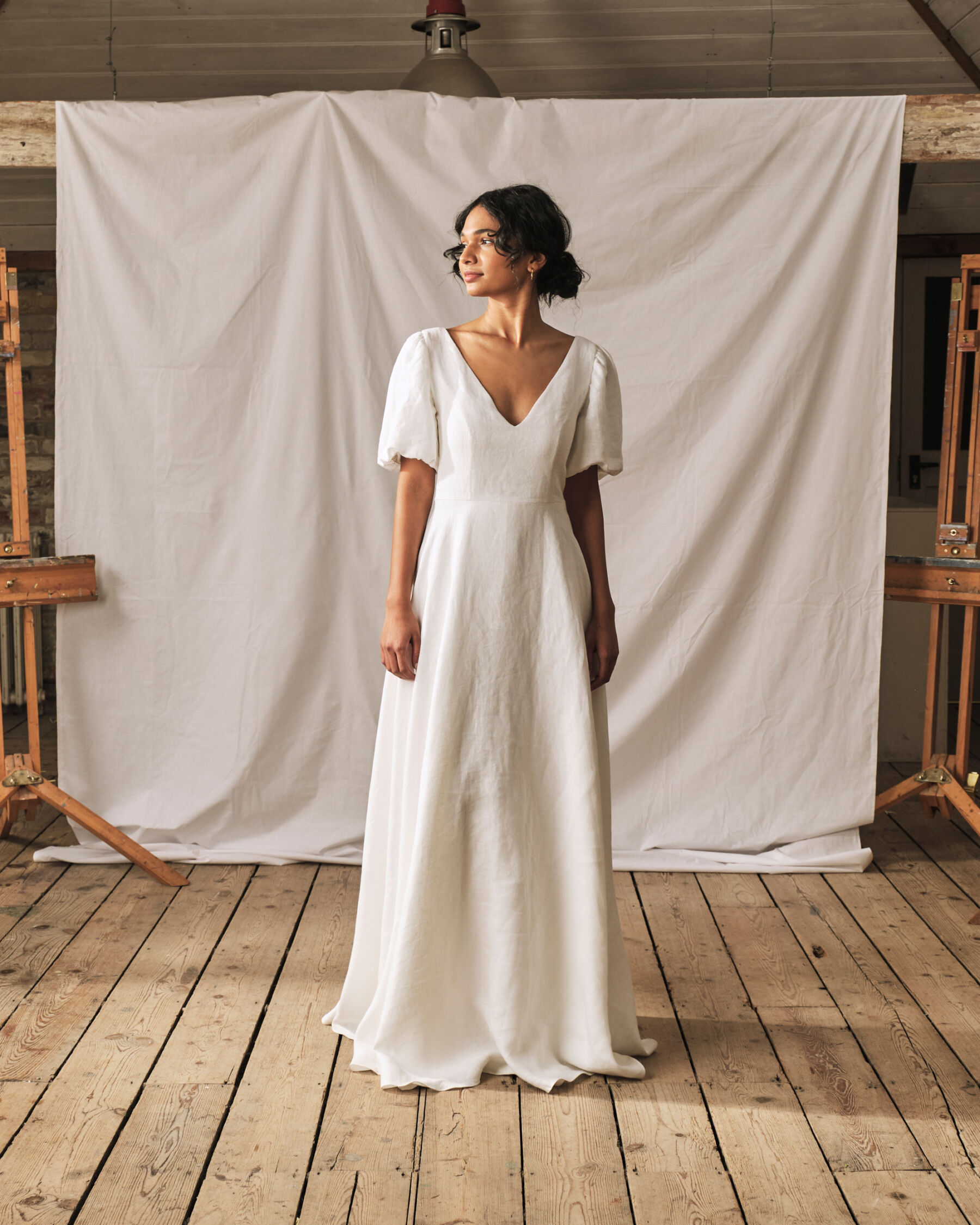Gentle puff sleeved sustainable wedding dress, Sophie Rose Bridal