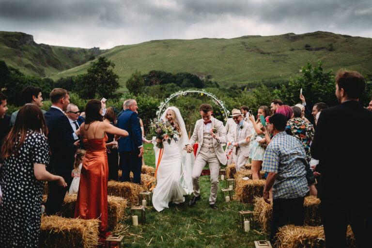 Justin Alexander Glamour for Faye & Hugo's Bohemian Wedding in the Peak District