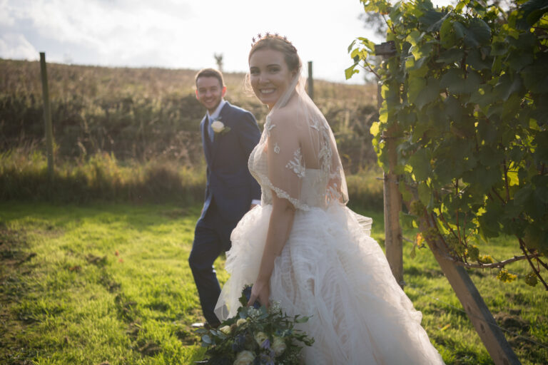 Hayley in Vera Wang for her Celestial Autumn Wedding at Dryhill House in the Cotswolds
