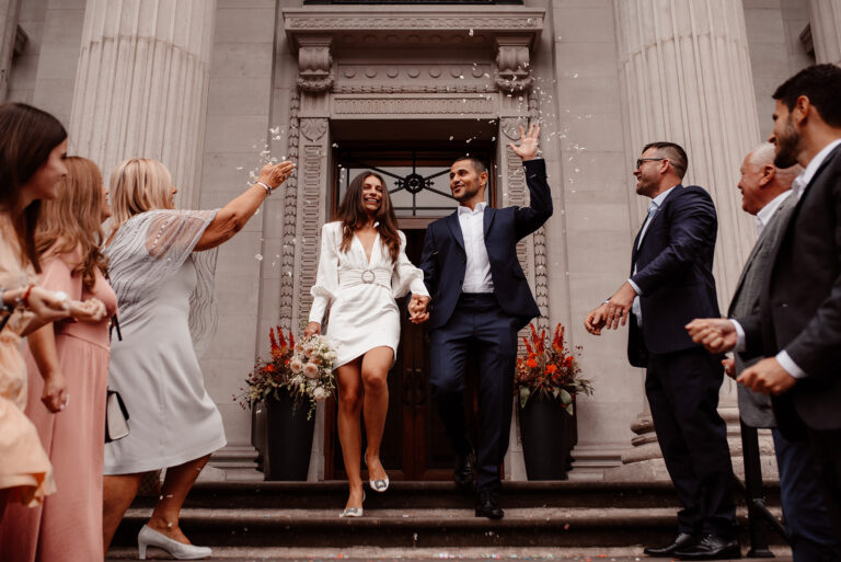 Luiza in a Retrofête Mini Bridal Gown, for her her Intimate London Wedding | Love My Dress®