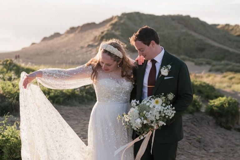 Jesus Peiro wedding dress, Treseren Cornwall Wedding. Lyra & Moth Photography.