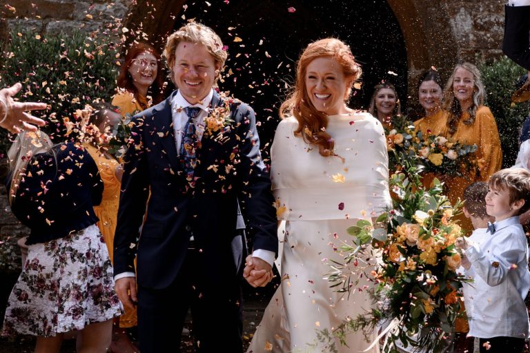Cortana wedding dress bright orange flowers