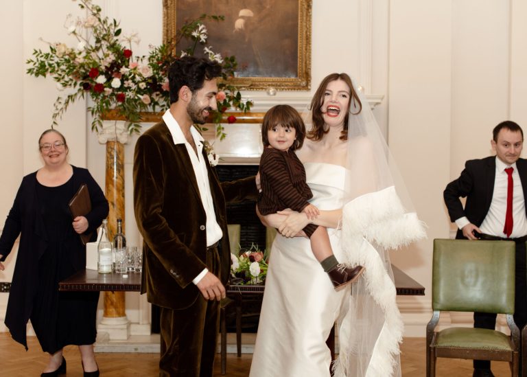 A Jessica Bennet Gown & Christopher Kane Feather Veil for a Stylish Modern Wedding at The Ned