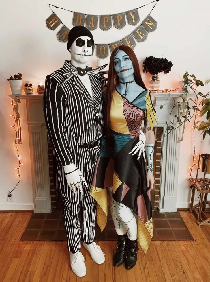 Jack and Sally from the Nightmare Before Christmas best unique couples Halloween costumes and ideas