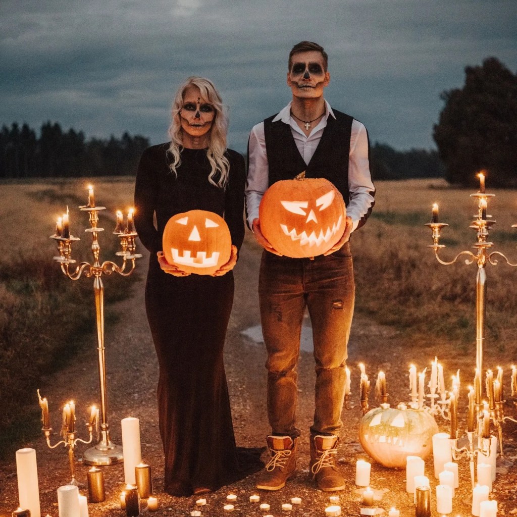couples skeleton makeup halloween wedding ideas