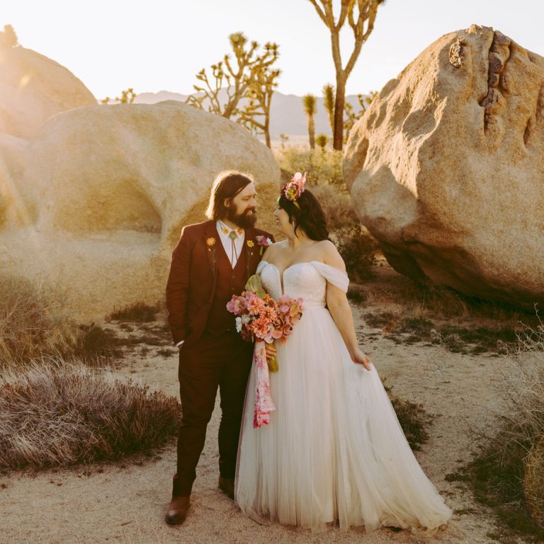 A Dreamy Desert Elopement In Joshua Tree National Park Full Of Romantic, Retro Vibes And Western Wear Flair