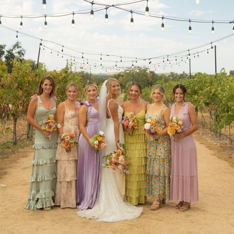 We're So In Love With the Perfectly Mismatched Bridesmaid Dresses at This Playful + Vibrant Texas Wedding