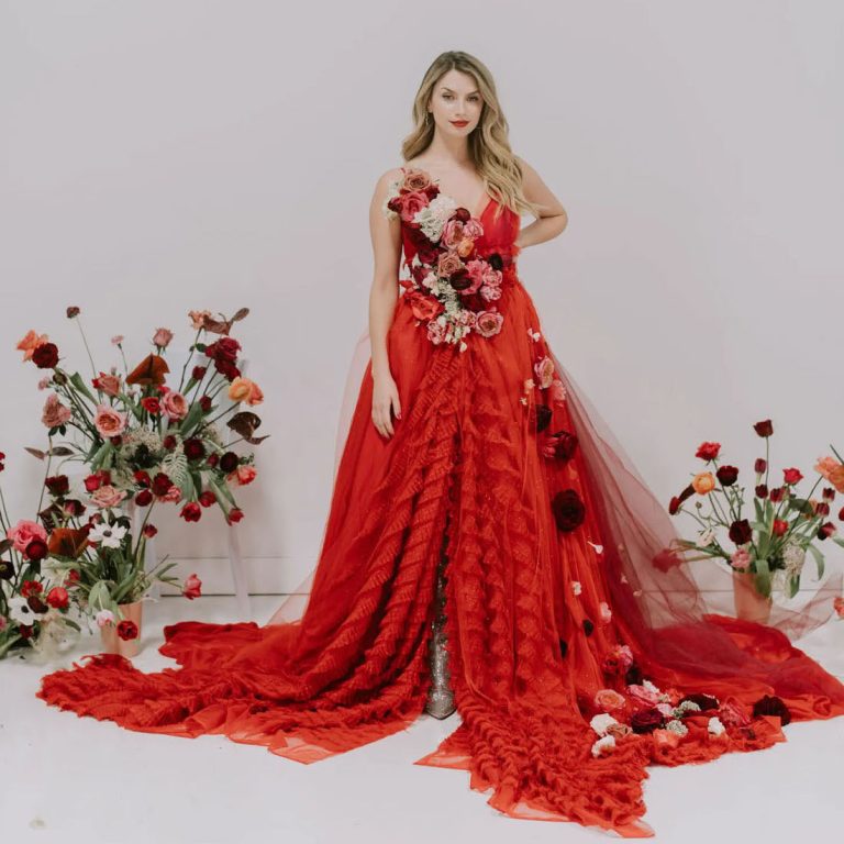 31 Beautiful Red Wedding Dresses We’re Obsessed With