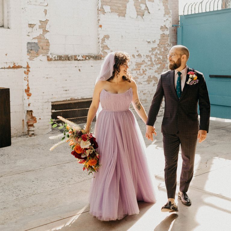 A Lovely Lavender Wedding Dress for an Eclectic + Romantic Downtown Los Angeles Wedding