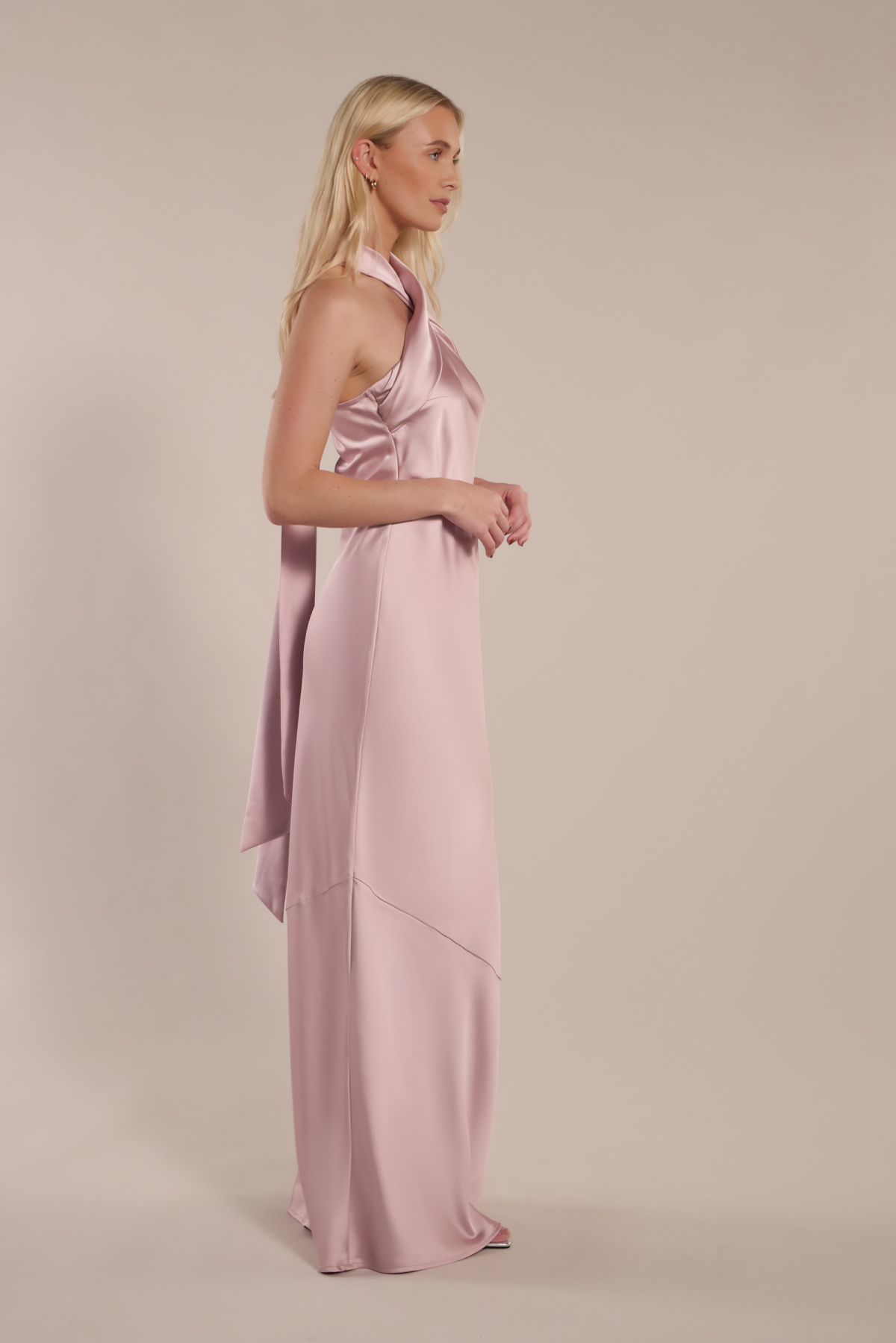 Roma halterneck bridesmaids dress rose pink 21