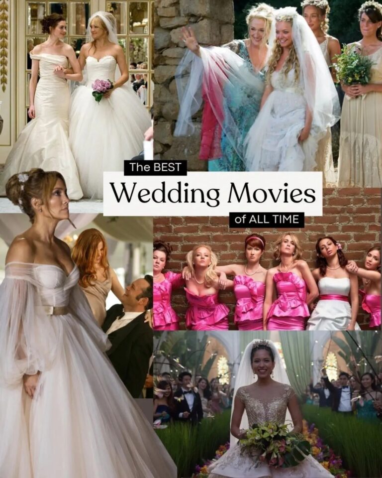 Collage of wedding movie stills with the text "The Best Wedding Movies of All Time"